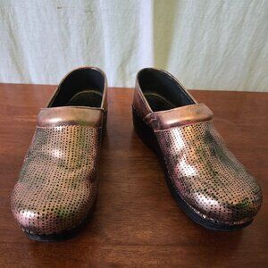 Dansko shoes womens 39 hand-painted with rose-gold with black dots